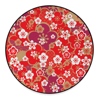 Flower Kimono Pattern Print Round Floor Mat