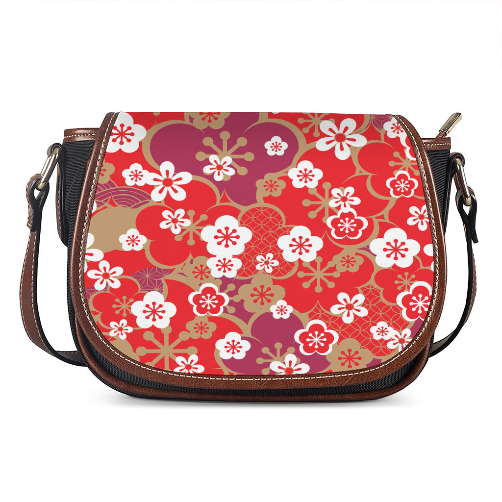 Flower Kimono Pattern Print Saddle Bag
