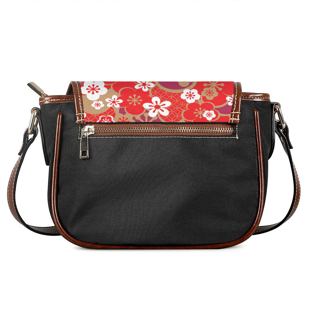 Flower Kimono Pattern Print Saddle Bag