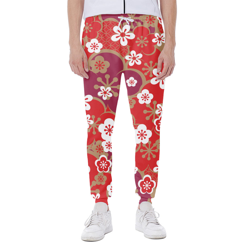 Flower Kimono Pattern Print Scuba Joggers