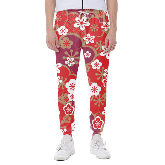 Flower Kimono Pattern Print Scuba Joggers