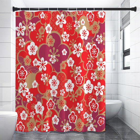 Flower Kimono Pattern Print Shower Curtain