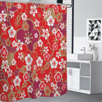 Flower Kimono Pattern Print Shower Curtain