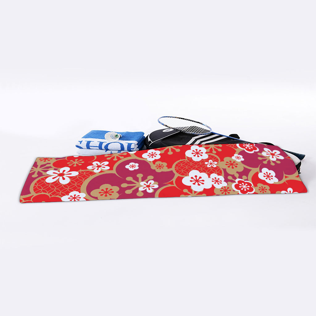 Flower Kimono Pattern Print Sports Towel