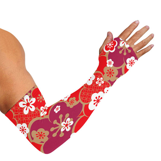 Flower Kimono Pattern Print Sun Protection Arm Sleeves