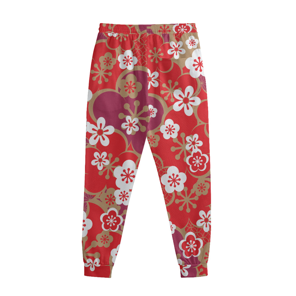 Flower Kimono Pattern Print Sweatpants
