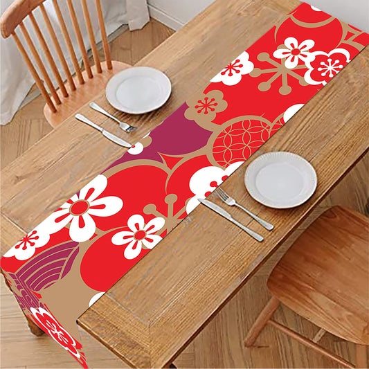 Flower Kimono Pattern Print Table Runner