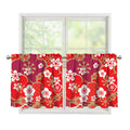 Flower Kimono Pattern Print Tier Curtains