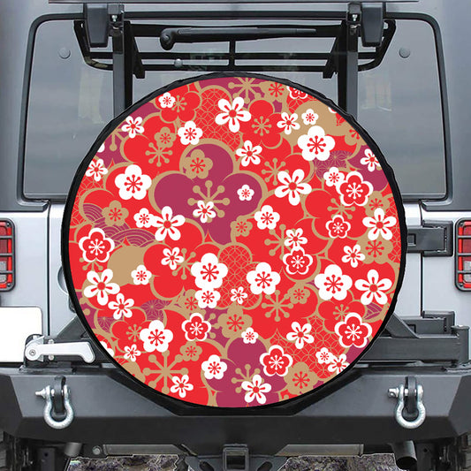 Flower Kimono Pattern Print Tire Cover