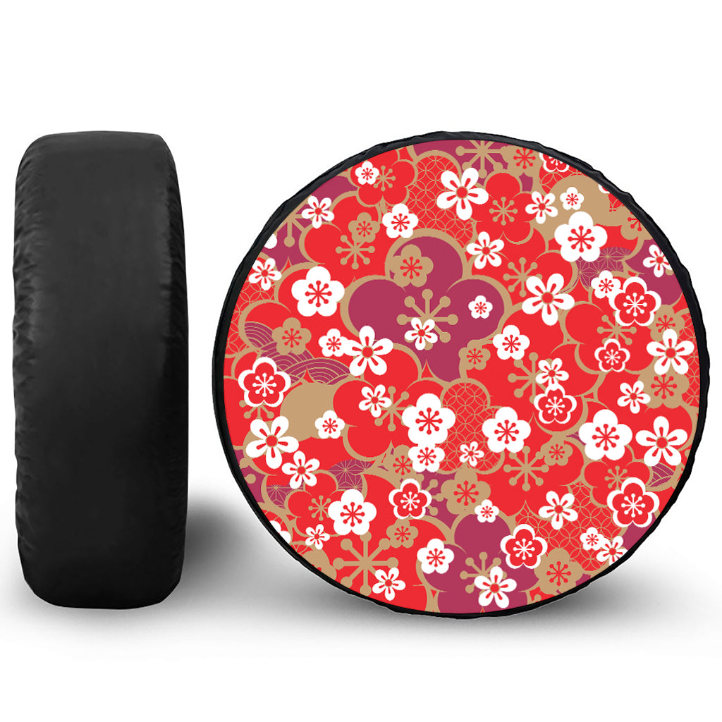 Flower Kimono Pattern Print Tire Cover