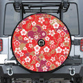 Flower Kimono Pattern Print Tire Cover With Camera Hole
