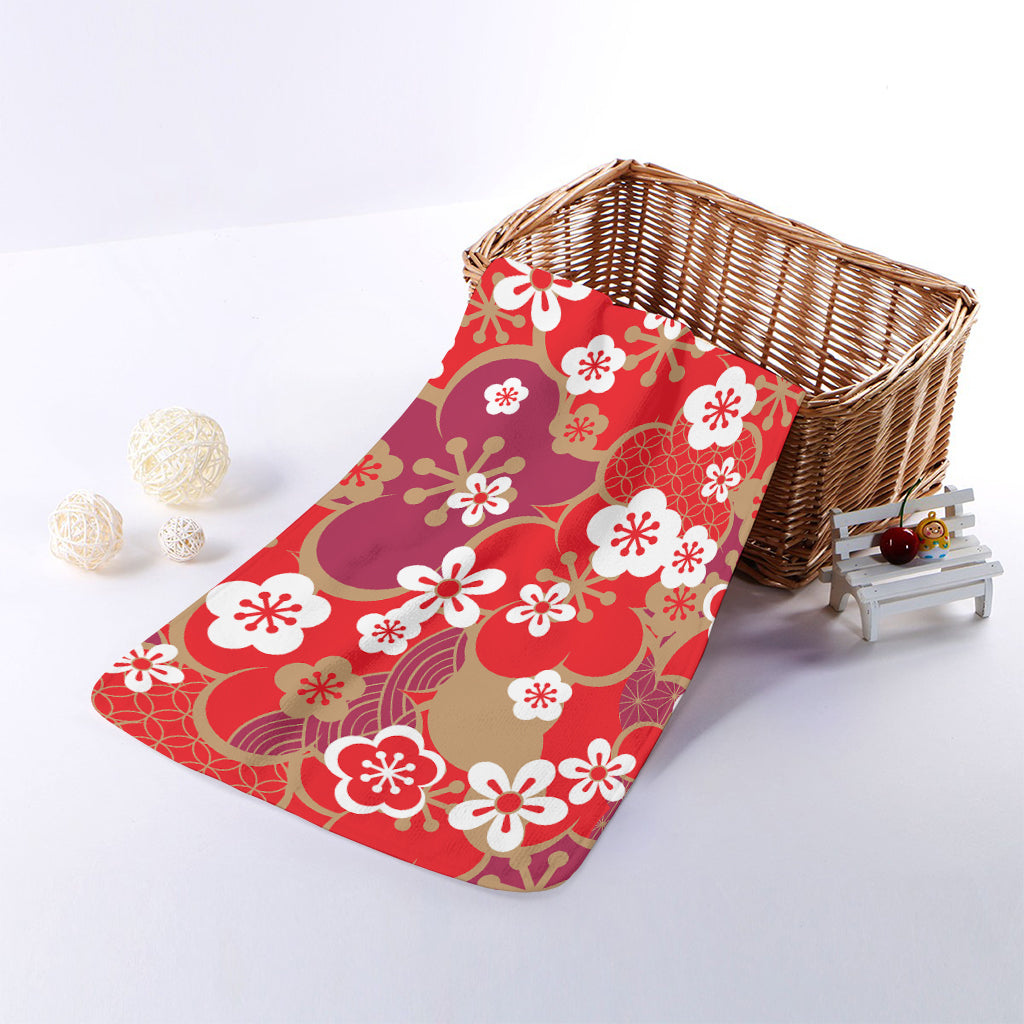 Flower Kimono Pattern Print Towel