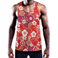 Flower Kimono Pattern Print Men's Workout Tank Top