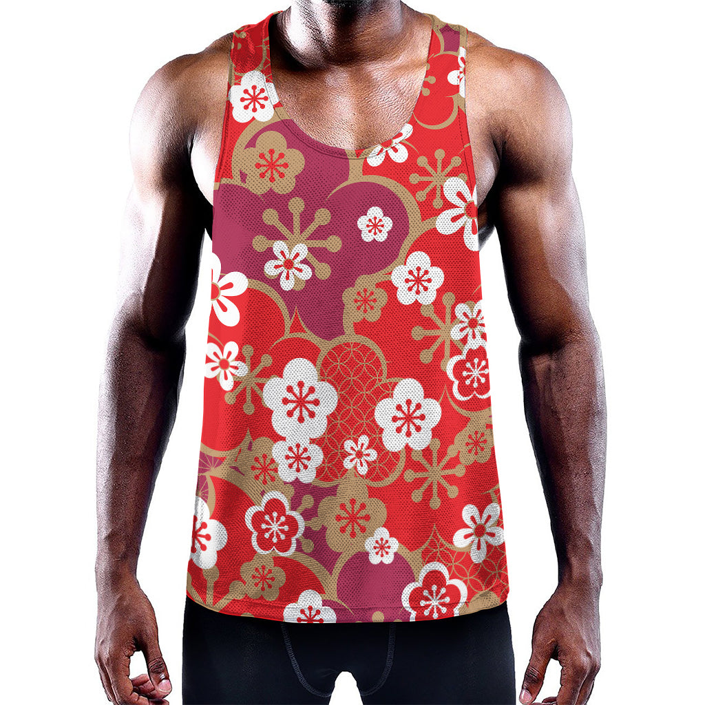 Flower Kimono Pattern Print Training Tank Top