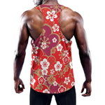 Flower Kimono Pattern Print Training Tank Top