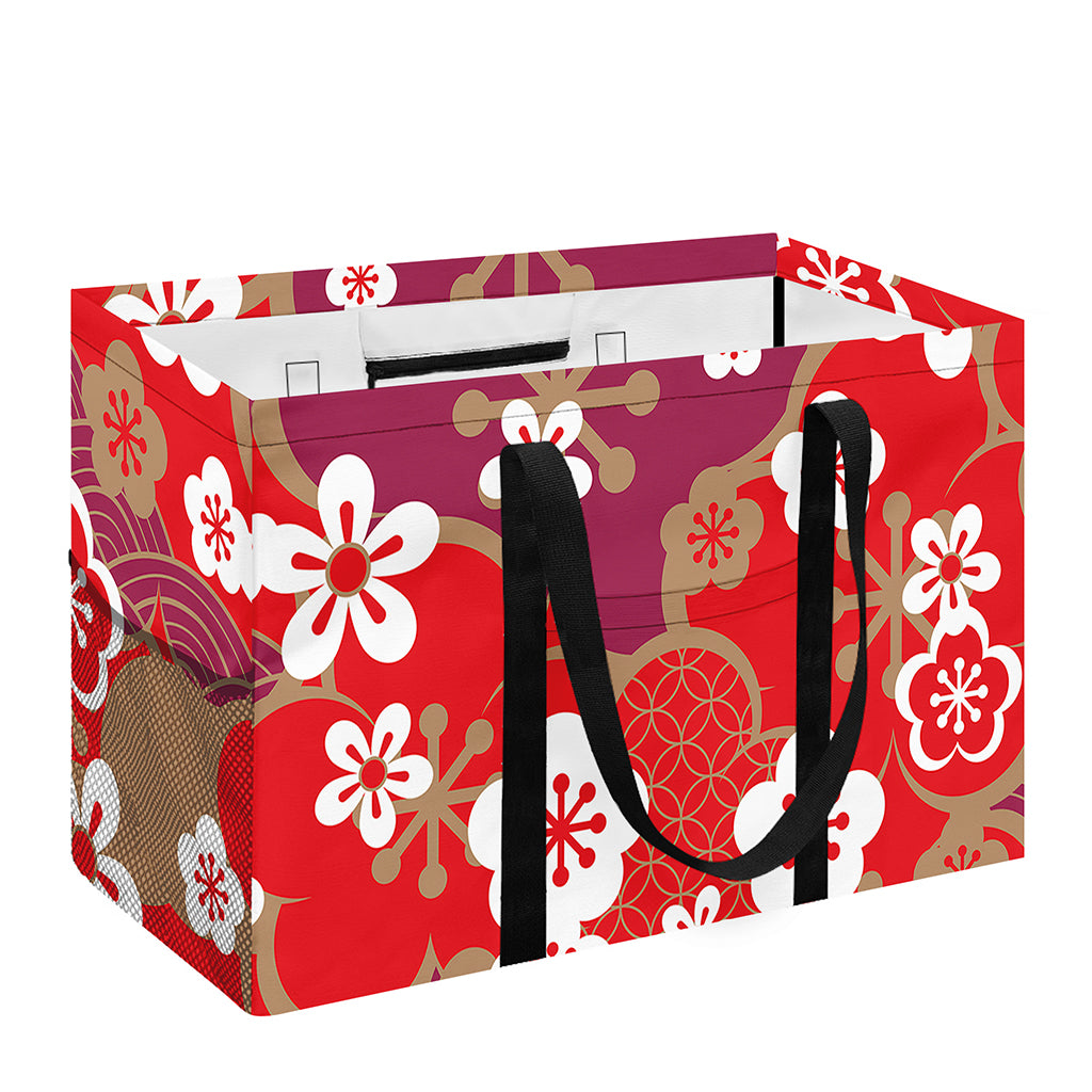 Flower Kimono Pattern Print Utility Tote Bag