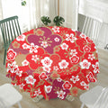 Flower Kimono Pattern Print Waterproof Round Tablecloth