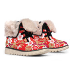 Flower Kimono Pattern Print Winter Boots