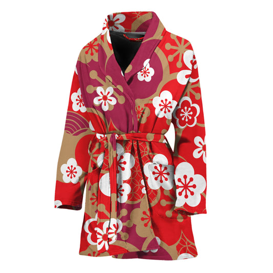 Flower Kimono Pattern Print Women's Bathrobe