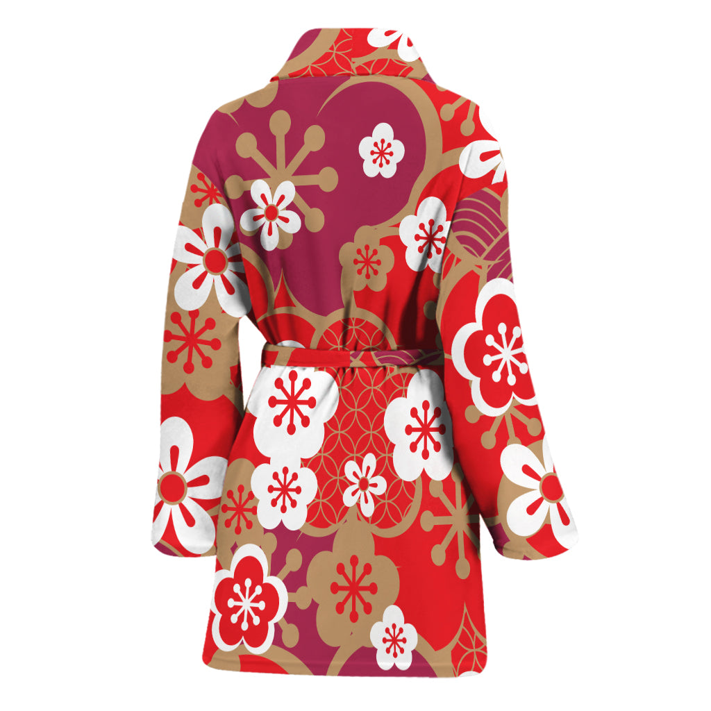 Flower Kimono Pattern Print Women's Bathrobe