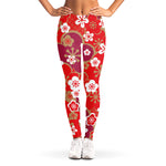Flower Kimono Pattern Print Women's Leggings