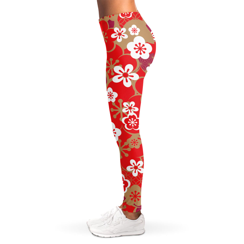 Flower Kimono Pattern Print Women's Leggings