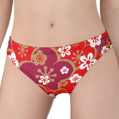 Flower Kimono Pattern Print Women's Panties