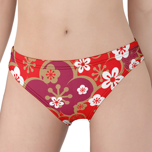 Flower Kimono Pattern Print Women's Panties
