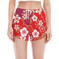 Flower Kimono Pattern Print Women's Split Running Shorts