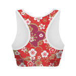 Flower Kimono Pattern Print Women's Sports Bra