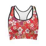 Flower Kimono Pattern Print Women's Sports Bra