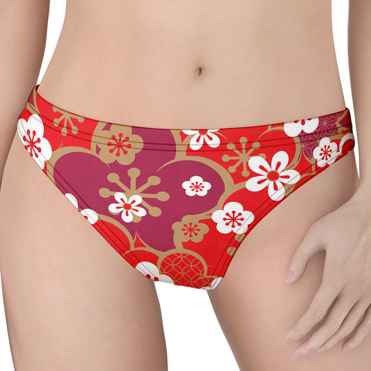 Flower Kimono Pattern Print Women's Thong