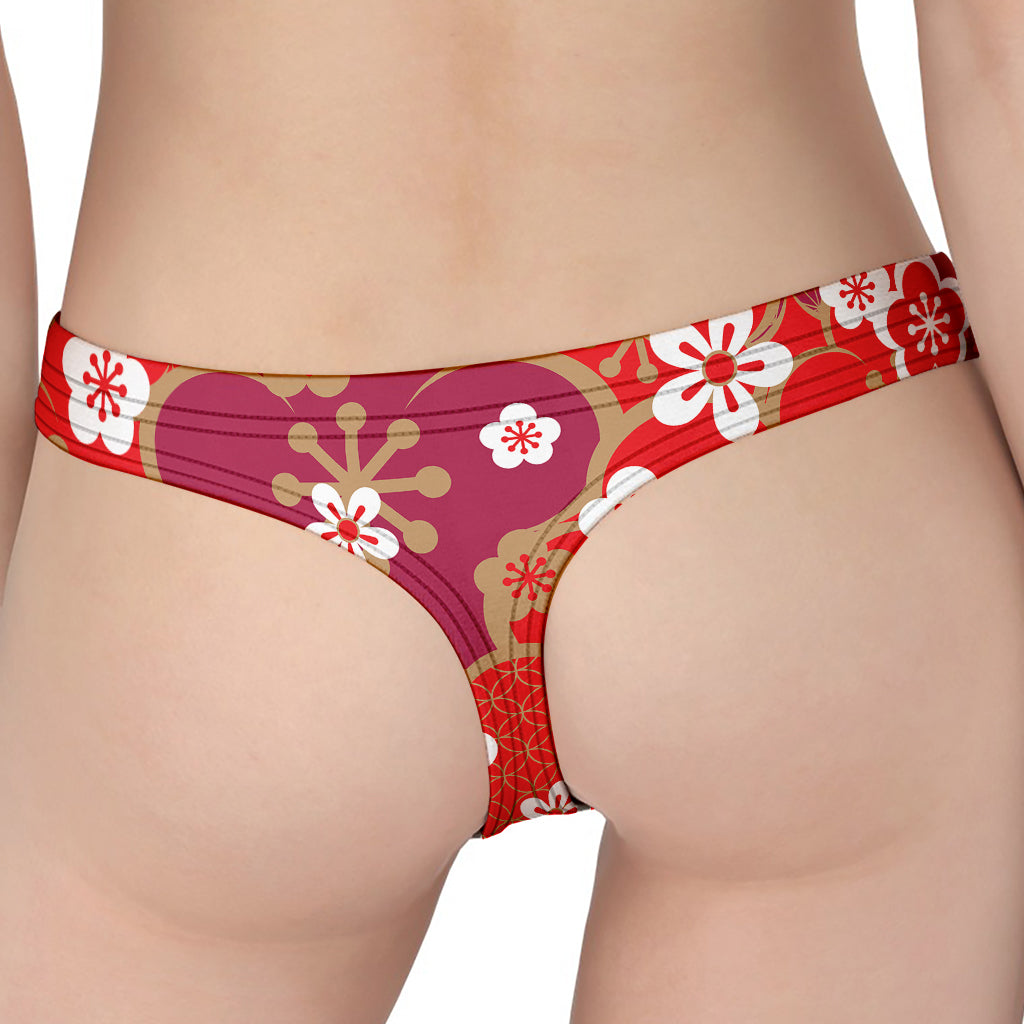Flower Kimono Pattern Print Women's Thong