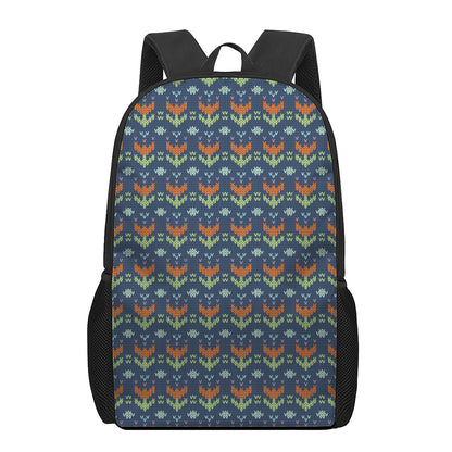 Flower Knitted Pattern Print 17 Inch Backpack