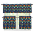 Flower Knitted Pattern Print 3 Piece Kitchen Curtains