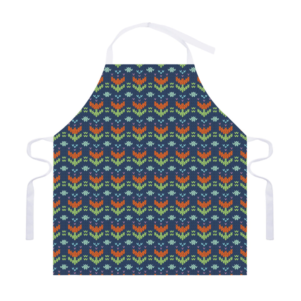 Flower Knitted Pattern Print Adjustable Apron