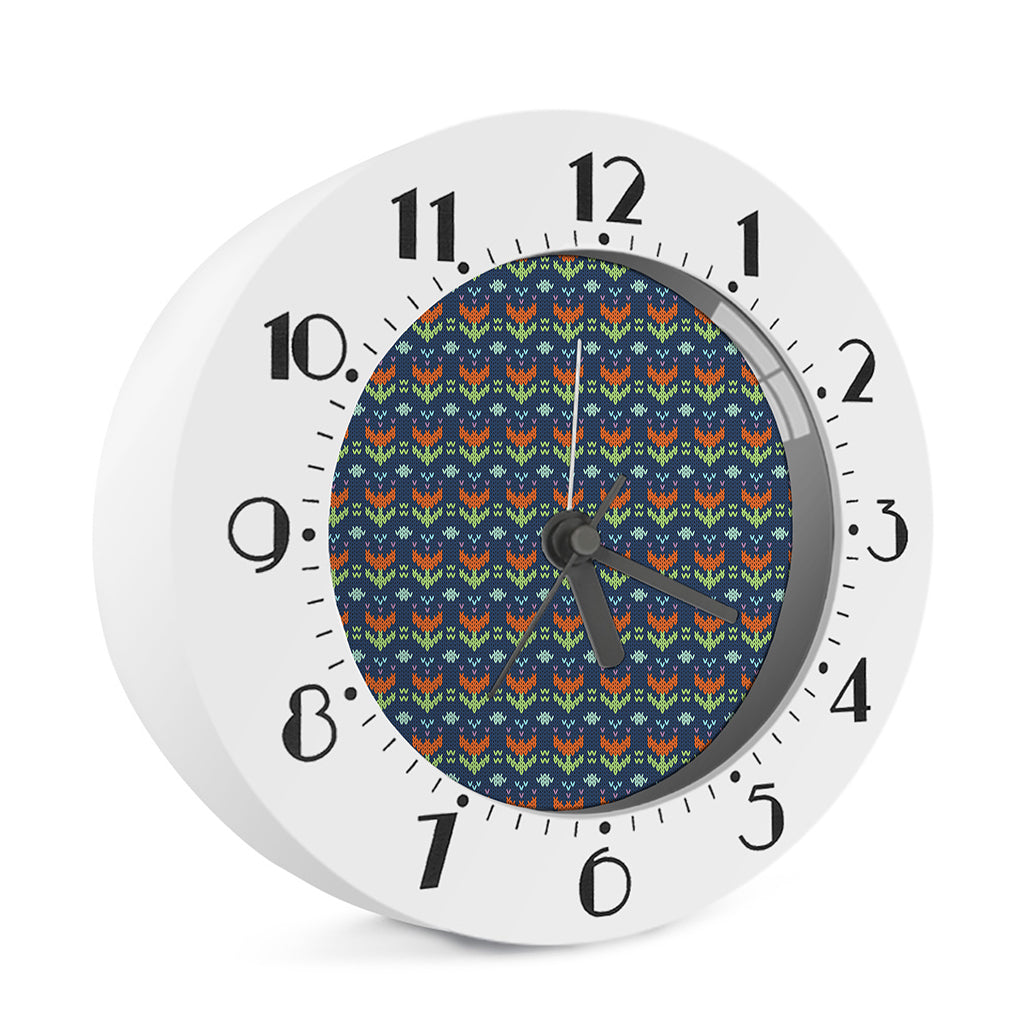 Flower Knitted Pattern Print Alarm Clock