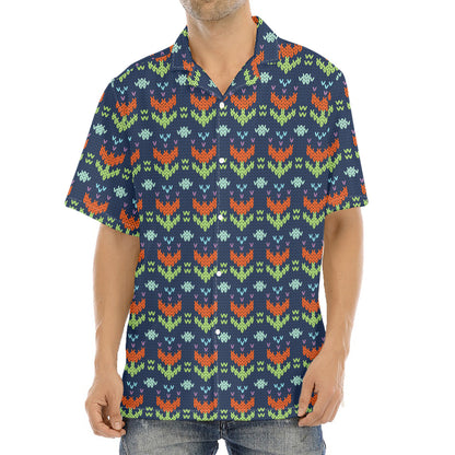 Flower Knitted Pattern Print Aloha Shirt