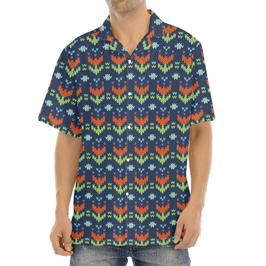 Flower Knitted Pattern Print Aloha Shirt