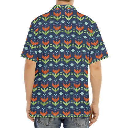 Flower Knitted Pattern Print Aloha Shirt