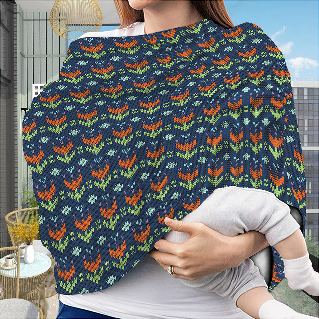Flower Knitted Pattern Print Baby Seat Cover
