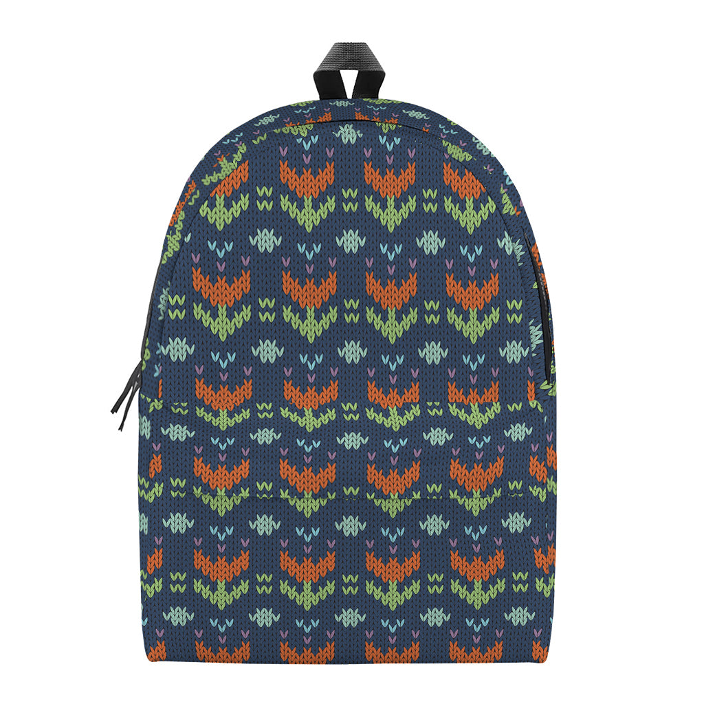Flower Knitted Pattern Print Backpack