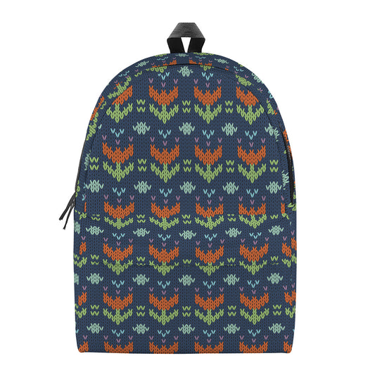 Flower Knitted Pattern Print Backpack