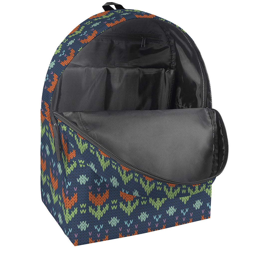 Flower Knitted Pattern Print Backpack