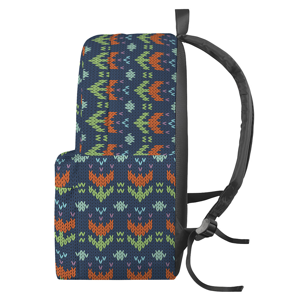Flower Knitted Pattern Print Backpack