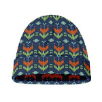 Flower Knitted Pattern Print Beanie