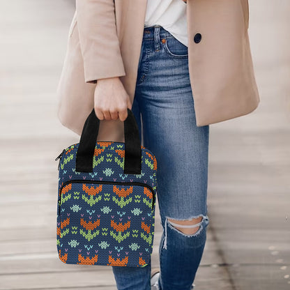 Flower Knitted Pattern Print Bible Tote Bag