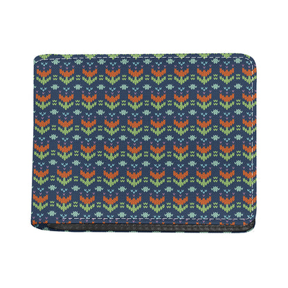 Flower Knitted Pattern Print Bifold Wallet