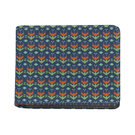 Flower Knitted Pattern Print Bifold Wallet