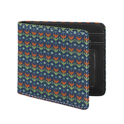 Flower Knitted Pattern Print Bifold Wallet